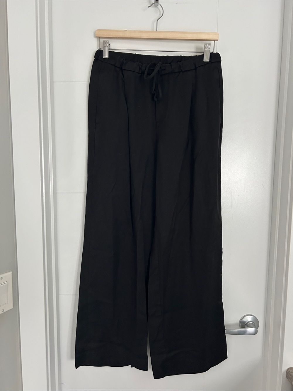 Banana Republic Black Wide-Leg Drawstring Trousers - Women